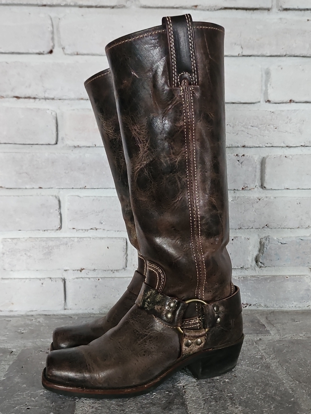 Frye Motorcycle Harness Leather Boots 7